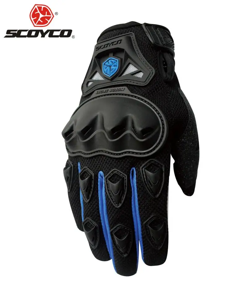 SCOYCO мотоциклетные перчатки летние дышащие сетчатые мото перчатки сенсорные Мотоциклетные Перчатки мотокросса внедорожные гоночные перчатки - Color: MC29 Blue