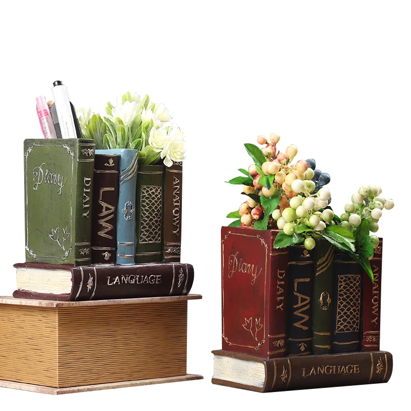 

Retro Creative Desktop Craft Personality Multi-function Fake Book Pen Holder Ornament Home Office Decor Gift Furnishing Articles