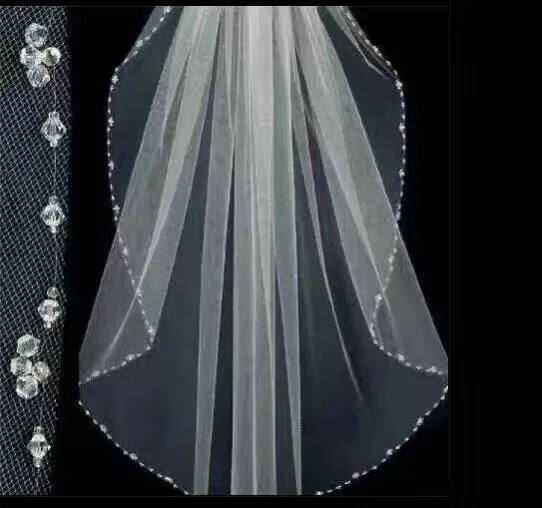 Veli da Sposa Velo Nuziale Veils Bianca Avorio Lungo Cattedrale Cristallo Paillettes Pizzo Bordo Nozze Accessori con Cristallo Gratuito Pettine