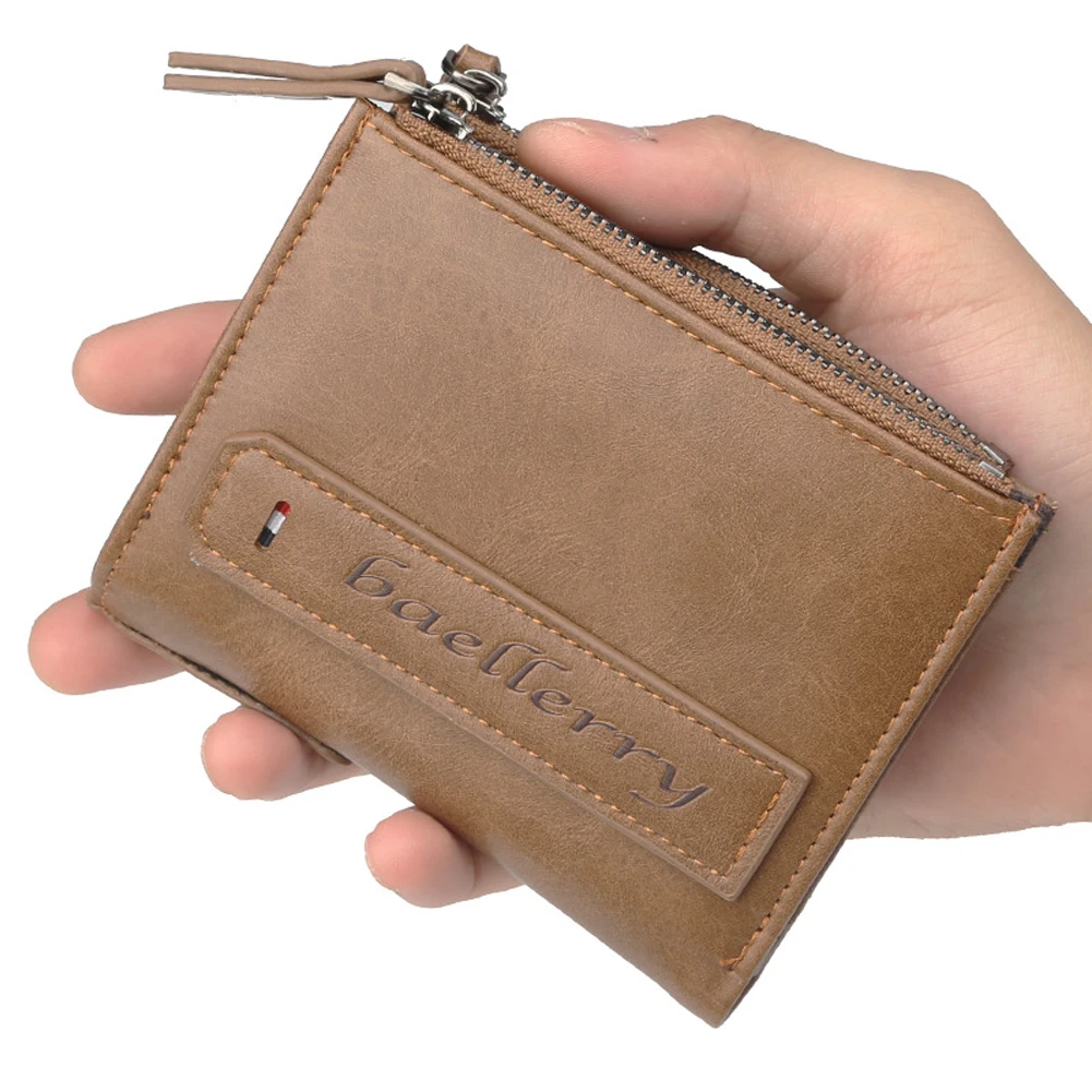 2019 для мужчин кожаный бизнес кошелек с монетами карман на молнии новый короткий повседневное деньги Cilps