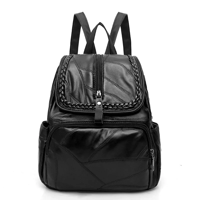 

Women 'S Backpack Large Capacity Solid Color Casual Soft Bag Female 2018 New Style Bags & Shoes Fashion Korean-Style Leather