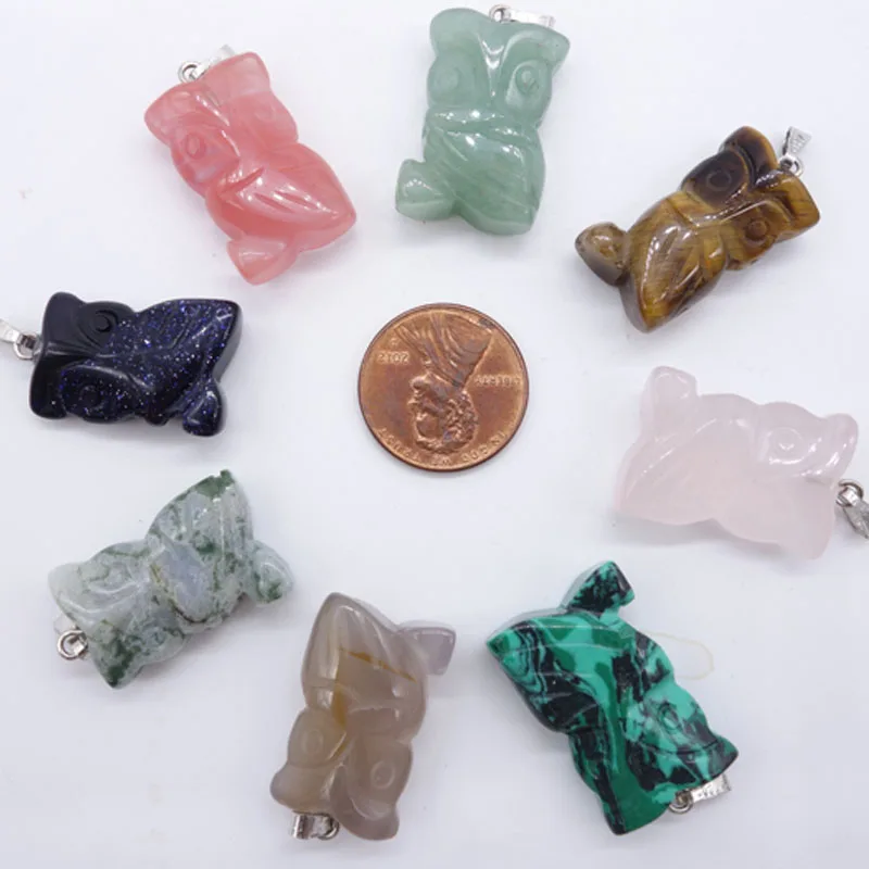 Wholesale 2016 Hot natural stone Animal Charms Owl pendants for making