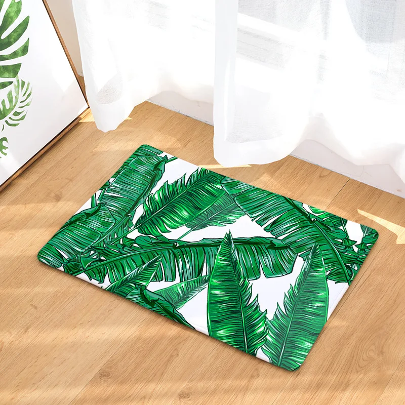 Details about   Tropical Green Palm Leaves Room Floor Carpet Non-skid Door Bath Mat Decor Rugs 