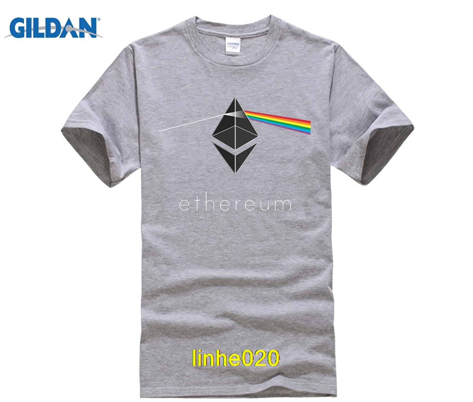 GILDAN funny men cotton t shirt Classic Short Sleeve Ethereum T Shirt Geometric For Boyfriend Custom Short Sleeve Shirts