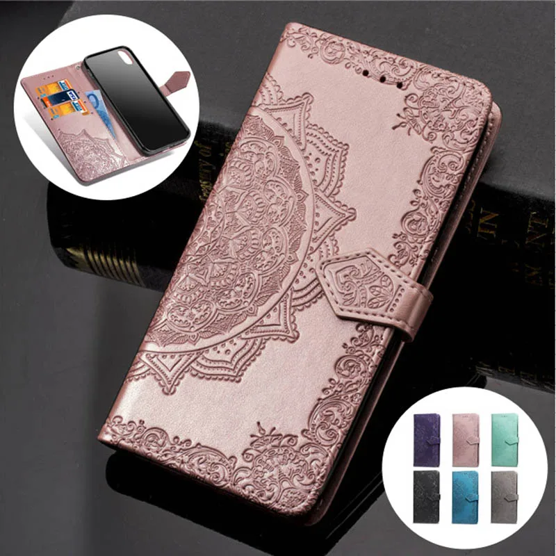 

3D Floral Embossed Patterned Leather Case For Iphone XS Max 7 8 Plus Solid Card Slot Flip Cover For Iphone6 6s X10 Wallet Case