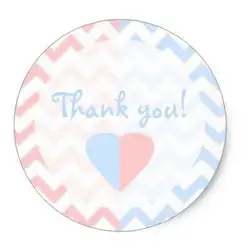 1.5 дюйма синий и розовый шеврон близнецов Baby Shower Спасибо Классический круглый Стикеры