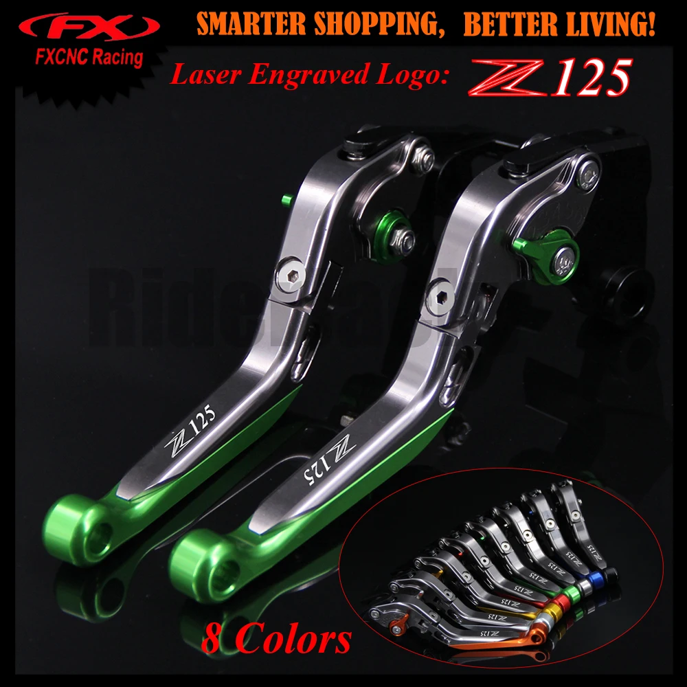 Лазерный новый логотип зеленый + титановый для Kawasaki Z125/ Z125 Pro 2016 CNC регулируемые