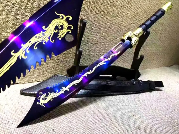 

Hand Forging Chinese Blue High Manganese Steel Blade Sharp KungFu Broadsword Sword WuShu Dragon Da Dao