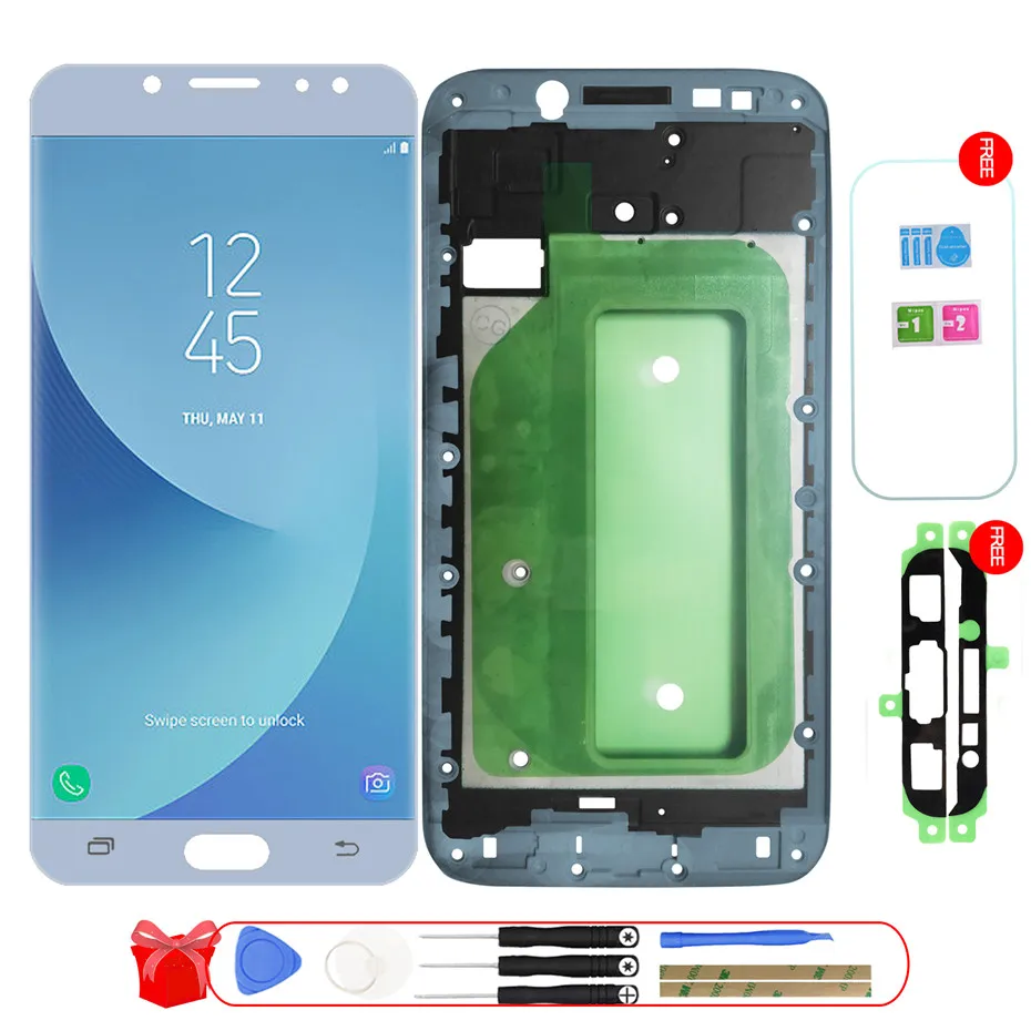 ЖК-дисплей SZHAIYU J730f для samsung J7 дисплей J730 J730f ЖК-дисплей сенсорный экран дигитайзер сенсор с рамкой J7 Pro ЖК-дисплей - Цвет: blue LCD with frame