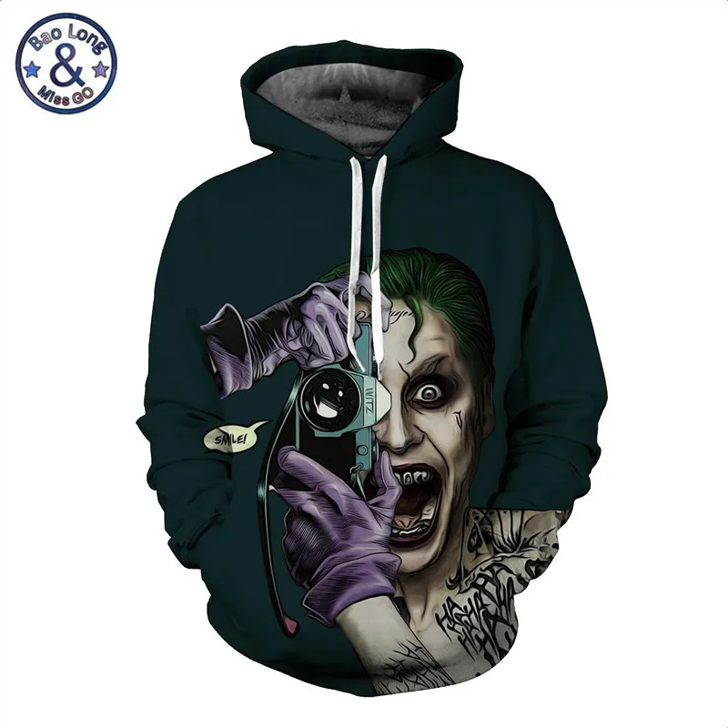 

Men 3D Hoodie Sweatshirt The Joker Suicide Squad Hoodies Boy Spring Jacket Coat Hooded Sweatshirts Male Pullover Tracksuits