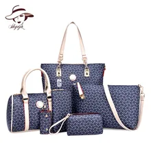 Luxury 6 Piece Set Women Bags Composite Bags Printing Sweet Ladies Messenger Bag Shoulder Tote Purse