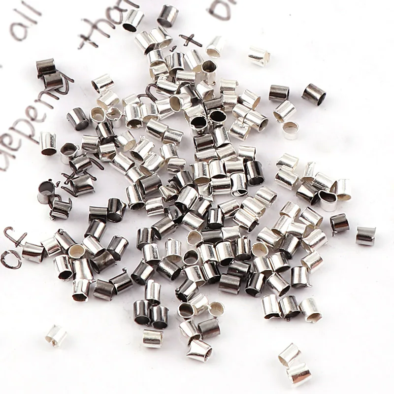 2x2mm Metal Crimp Clips Fasteners Clasps,Copper Crimp Tube End Beads