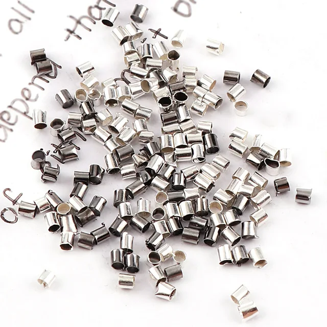 2x2mm Metal Crimp Clips Fasteners Clasps,Copper Crimp Tube End Beads