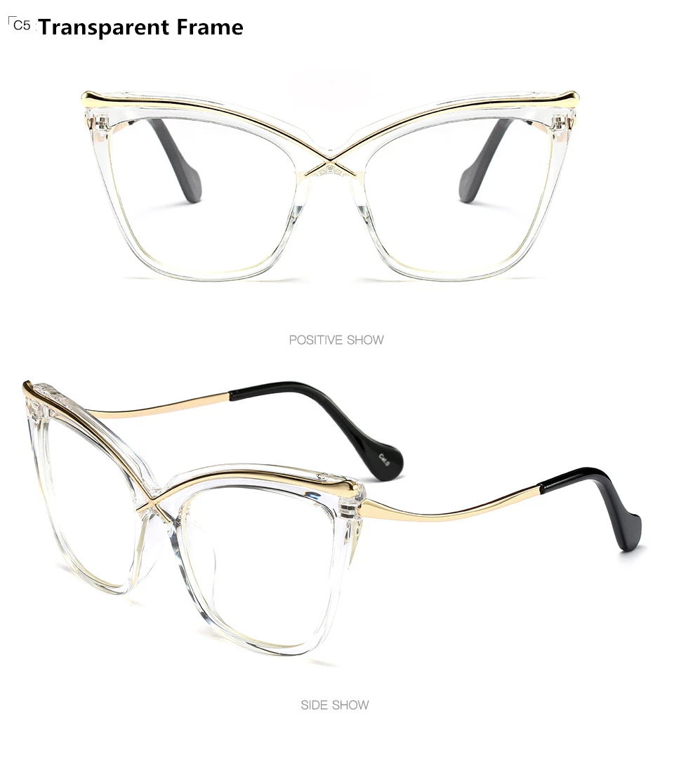 Прозрачный прозрачные линзы Модные крупные солнцезащитные очки Для женщин Оптические очки солнцезащитные очки Брендовая Дизайнерская