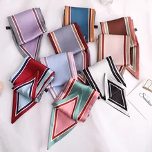 New Design Skinny Scarf solid striped Print Women Silk Scarf Small Handle Bag Ribbons Female Head Scarves Wrap For Lady 100*10cm New Design Skinny Scarf solid striped Print Women Silk Scarf Small Handle Bag Ribbons Female Head Scarves Wrap For Lady 100*10cm