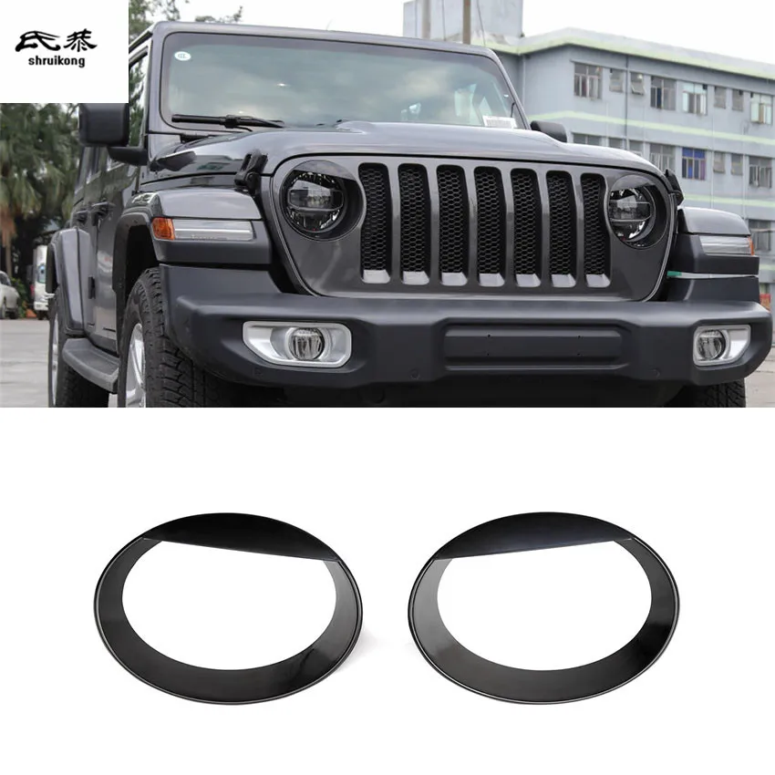 

Free shipping 2pcs/lot ABS Headlight circle decoration cover for 2018 JEEP Wrangler JL car accessories