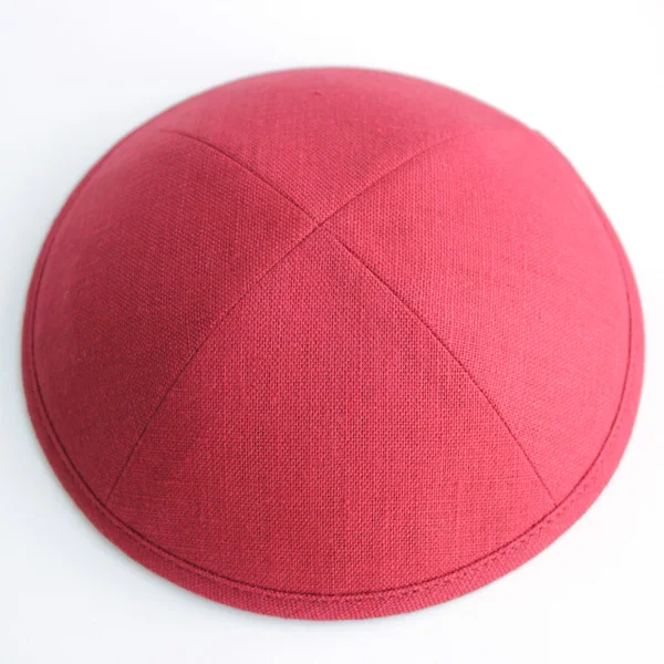 Льняные kippot еврейские Yarmulke Kippah Kippot 17 см Череп шапки для мероприятий с вышивкой - Цвет: Красный