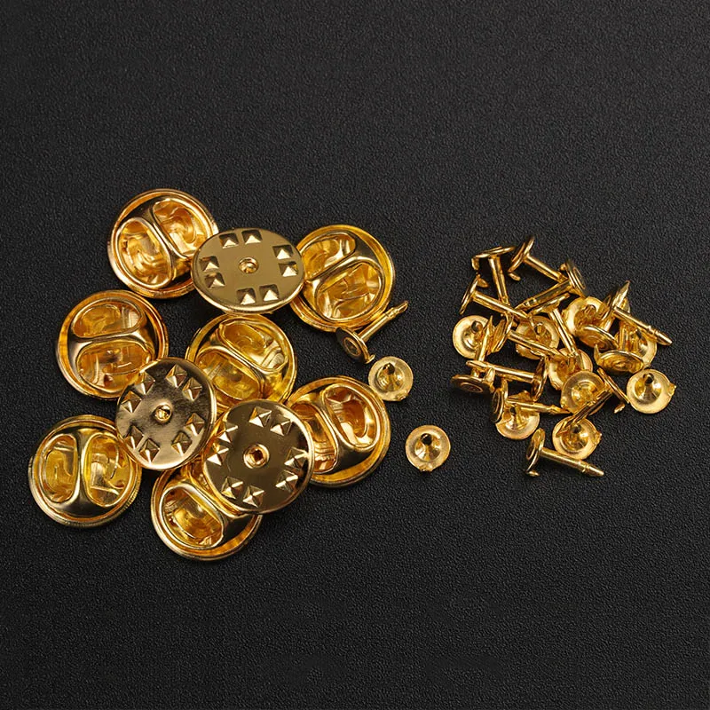 50Sets/lot Gold Rhodium Copper Nail Tie Tack Lapel Pin Back Clutch Scatter Butterfly Clasp Squeeze Badge Holder DIY Jewelry