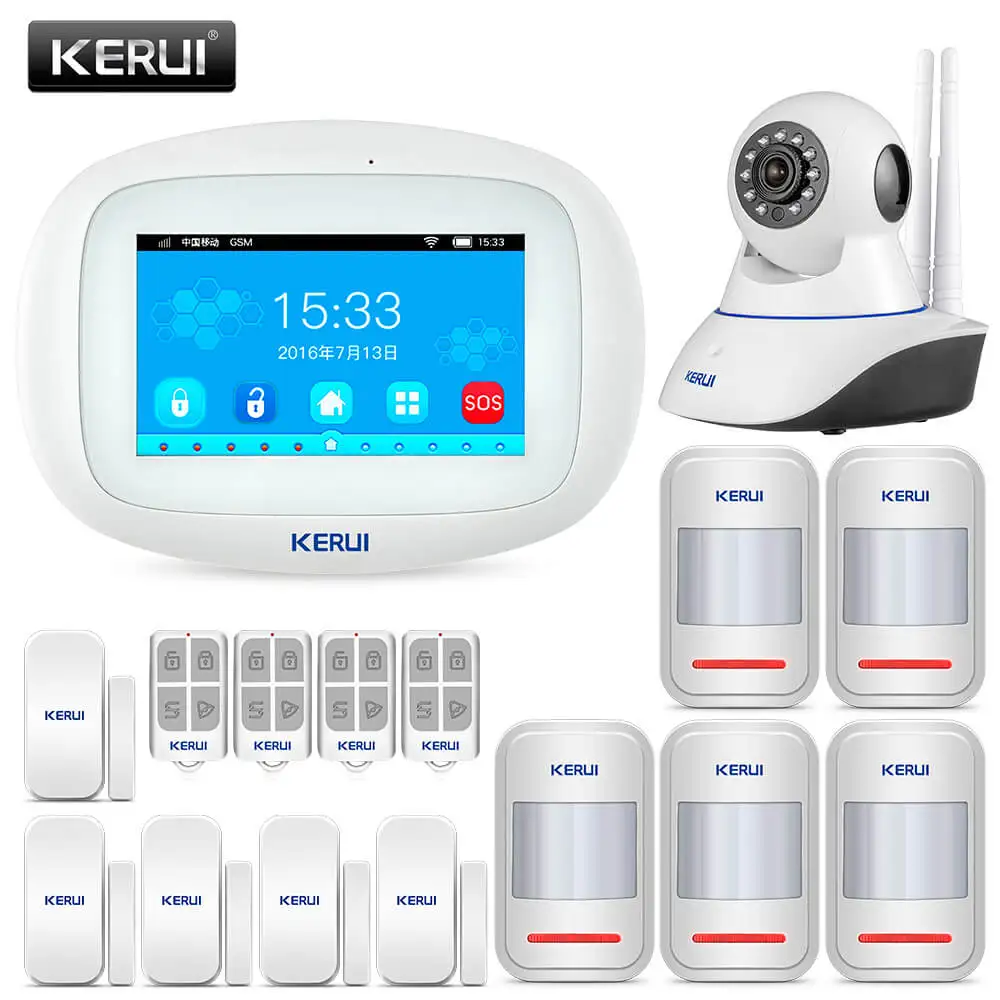 KERUI K52 GSM Wifi приложение управления Alarma костюмы для домашней безопасности 4,3 дюймов TFT цвет беспроводной охранной Seguridad сигнализация - Цвет: KIT1