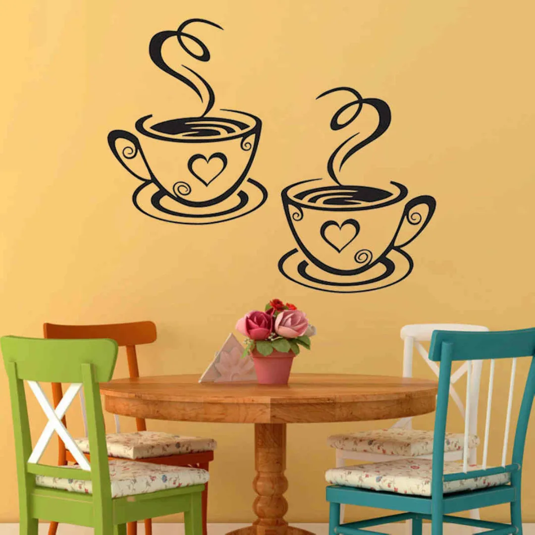 31x 19cm DIY Coffee Cups Cafe Tea Wall Stickers Art Vinyl Decal Kitchen Restaurant Pub Decor