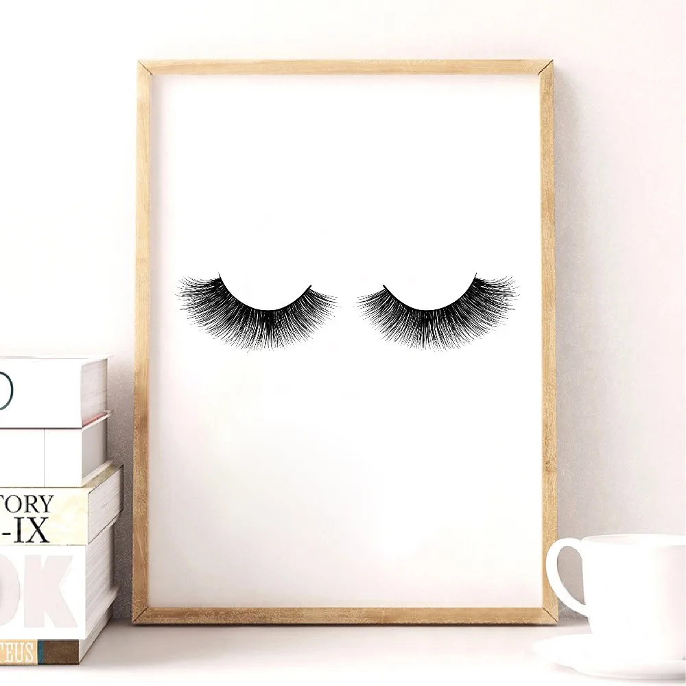 Fashion Makeup  Minimalist  Eyelash Canvas Print Art Poster Girl Room Decor 