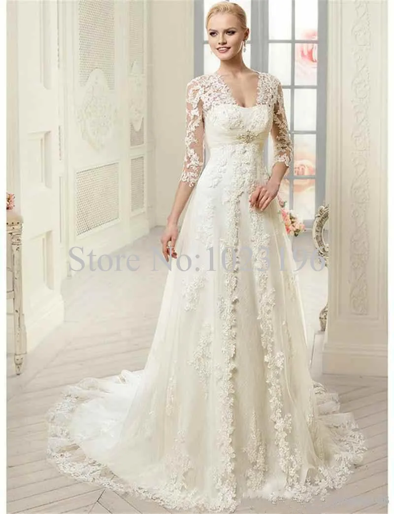 Beautiful White Lace Wedding Top Of Wedding Dress With Sleeves In