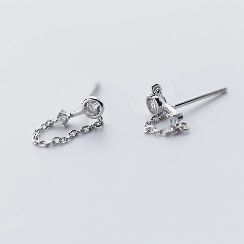 

925 Sterling Silver Earrings for women Cubic Zirconia Tassel Cross Chain Stud Earring Girl S925 Silver Fashion Jewelry Gift