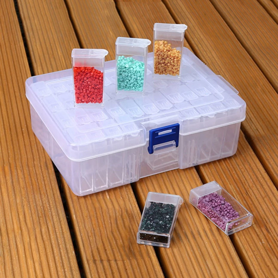 64 ячеек пластиковая коробка для хранения Воронка и наборы наклеек для алмазной живописи аксессуары контейнер для инструментов коробка наборы алмазной живописи