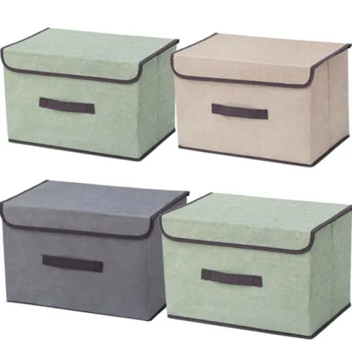 1x Foldable Fashion Solid Color Square Storage Collapsible Canvas Box Clothes Organizer Fabric Cube Basket