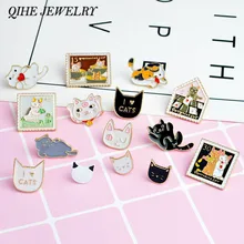 Qihe ювелирные изделия, Мультяшные значки и броши, кошка, котенок, японский счастливый кот, твердые эмалированные булавки, значки, броши, милые животные, ювелирные изделия