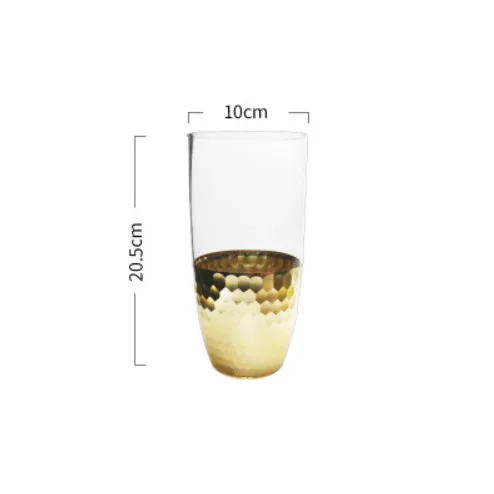 Нордическая Гальваническая Золотая фольга, стекло Прозрачный цветочный контейнер бутылка для воды для домашнего свадебного украшения декоративное растение ваза - Цвет: Gold-C