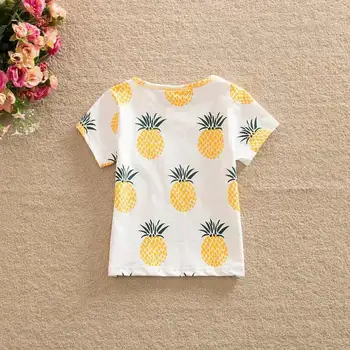 

Newest Fashion Cute Baby Girls Kids t Shirts Pineapple Print Summer One-pieces Casual T-Shirt Clothes 2-6 Year