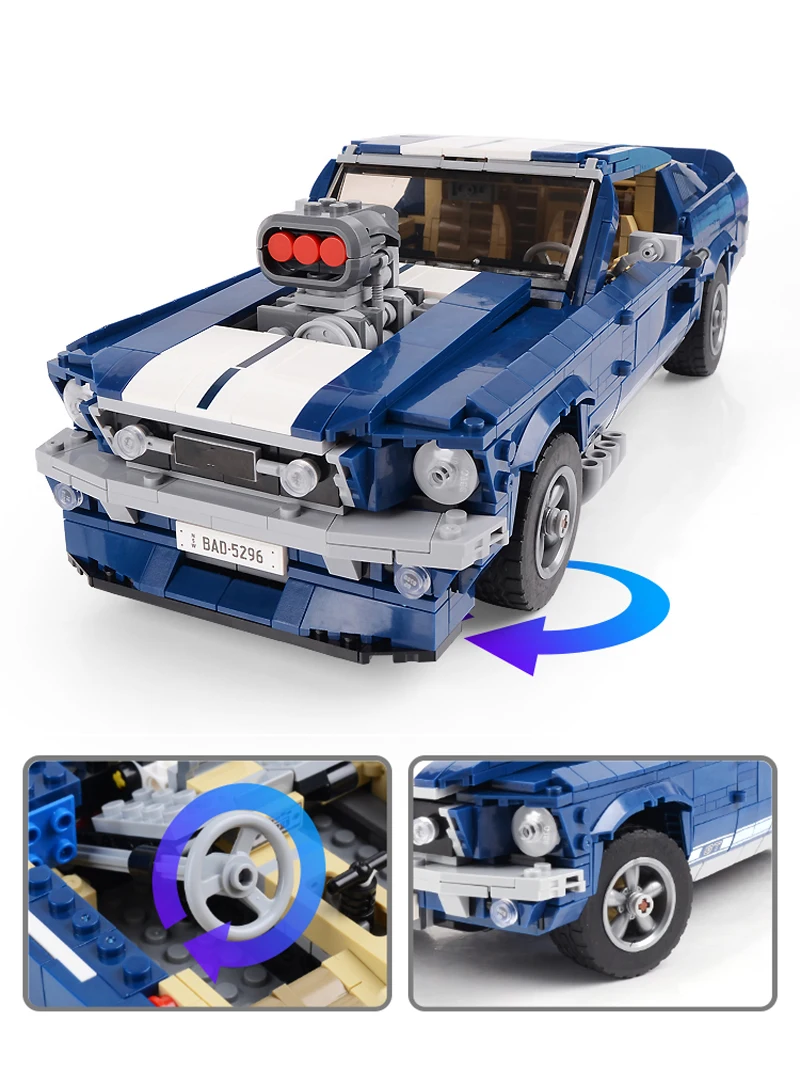 21047 Ford Mustang, светодиодный автомобиль, создатель, expert Technic, модель 10265, строительные блоки, кирпичные машины, игрушки для детей, рождественские подарки, DG023