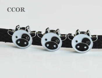 

10pcs DIY accessory Alloy 8mm Inner Dia. 15MM*13MM Cow Slide Charm Bead DIY 8MM Dog Cat Collar Wristband CD0209
