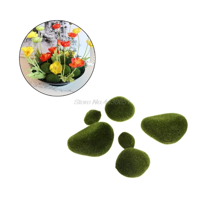 

Green Artificial Moss Stones Grass Plant Potted Home Garden Decoration Landscape