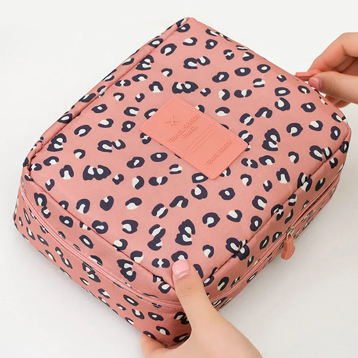 Женская сумка для хранения, органайзер для макияжа, косметичка, сумка для туалетных принадлежностей, наборы, дорожные сумки на молнии, косметичка, чехол - Цвет: Pink Leopard