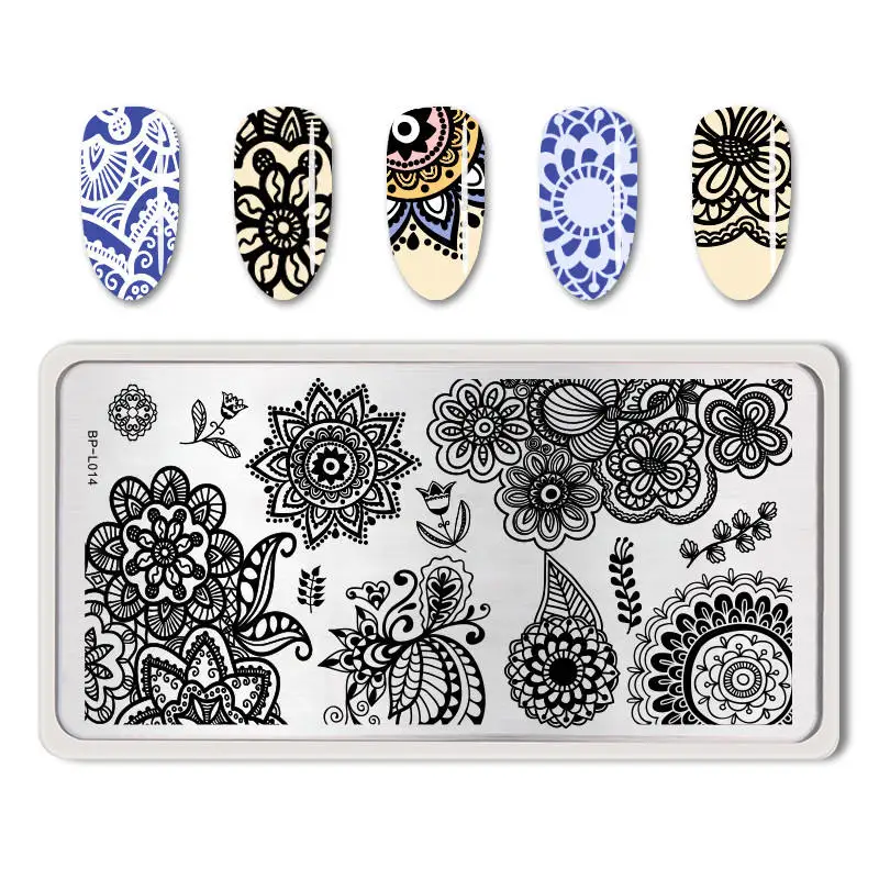 BORN PRETTY ногтей штамповки пластины штамп скребок ногтей шаблон цветы геометрические узоры DIY Дизайн ногтей маникюр штамп пластины - Цвет: BP-L014