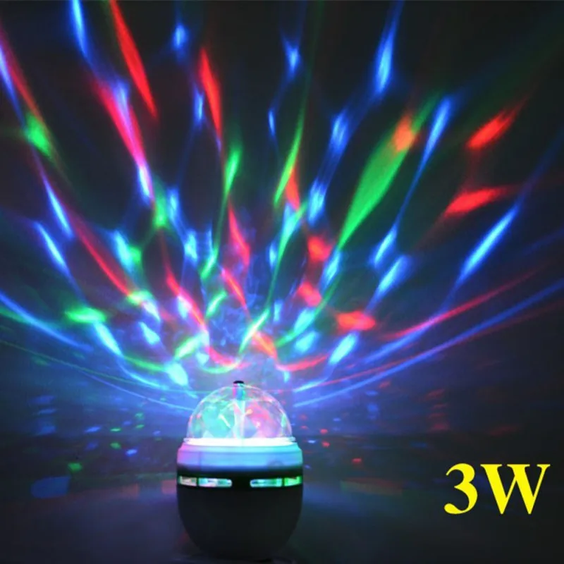 

E27 3W Colorful Auto Rotating RGB LED Bulb Stage Light Party Lamp Disco for home decoration lighting lamps diy