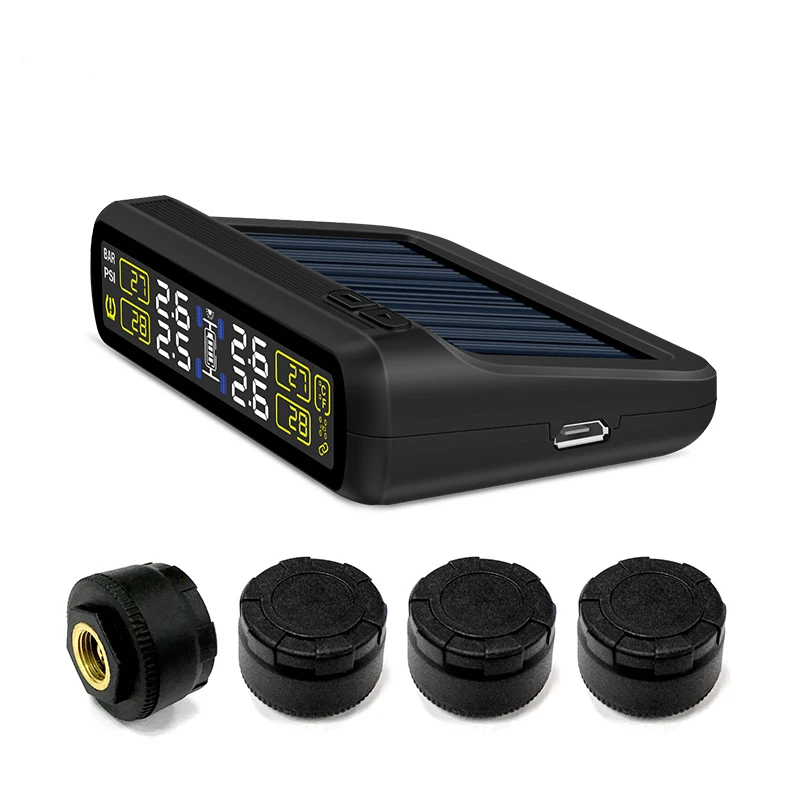 

T881B-TL TPMS Car Auto Wireless Tire Pressure Monitoring System Solar Power Digital LCD Color Display With 4 External