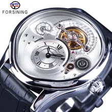 Forsining Серебряный чехол модные турбийон натуральная кожа модные роскошные дизайнерские мужские часы Топ бренд автоматические наручные часы