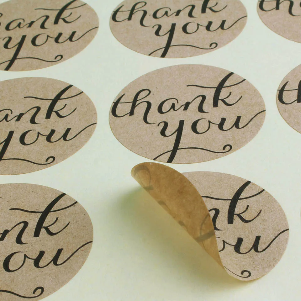 wholesale 600 pcs "thank you" brown Kraft paper package decoration
