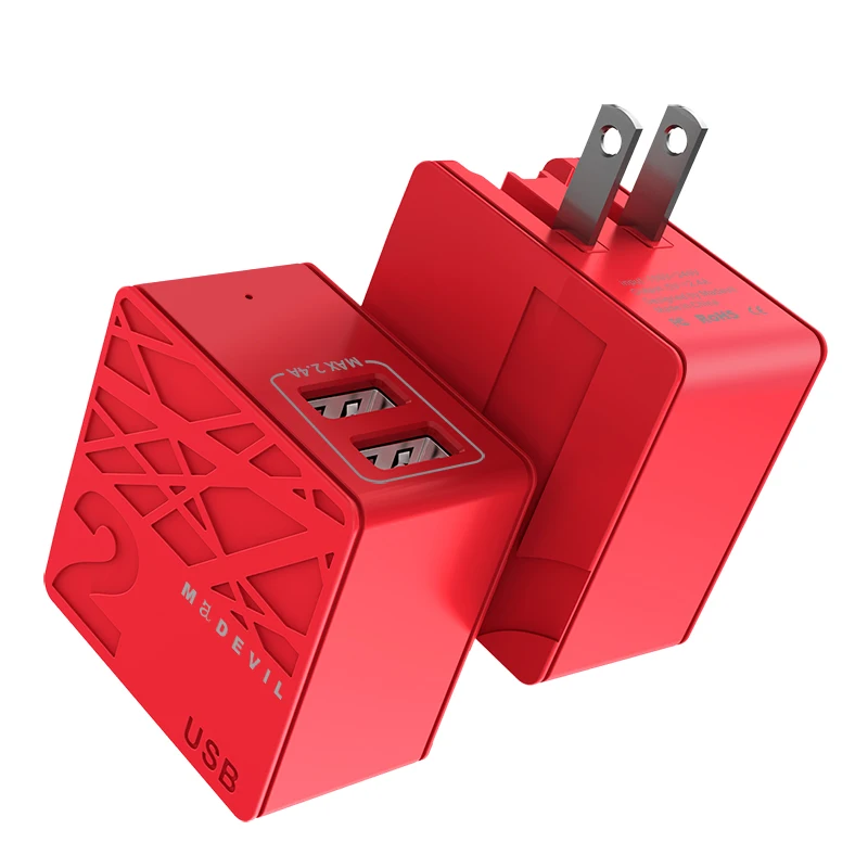 

2 in 1 USB Charger With 2.1A Dual USB Charging Ports For iPhone Android Type-C AC Wall Charger Plug Adapter