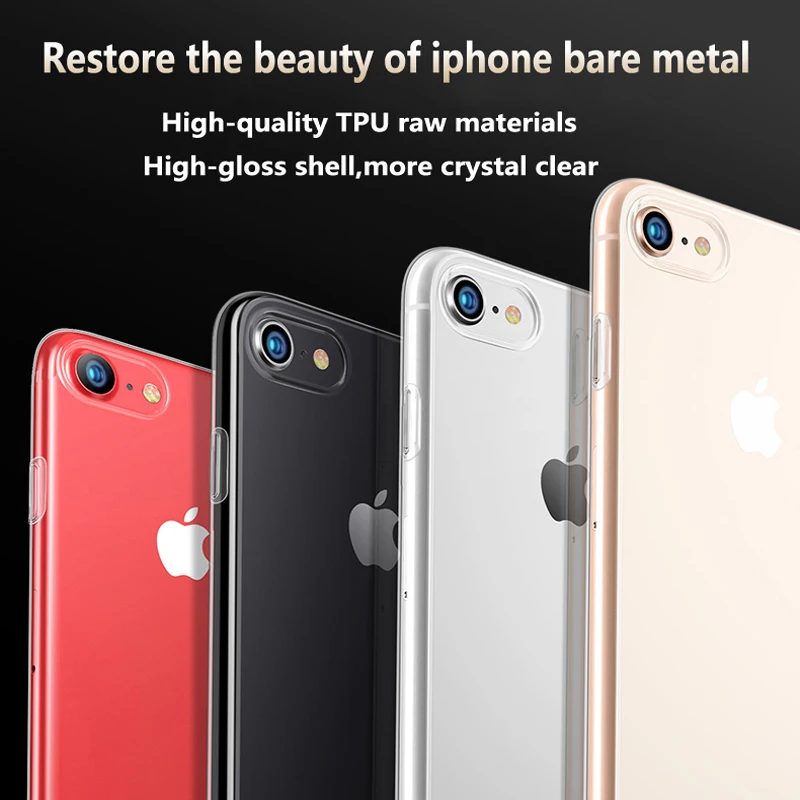 Оригинальный прозрачный ТПУ чехол Ультратонкий Мягкий для iPhone XS Max XR X 10 8 7 6s Plus