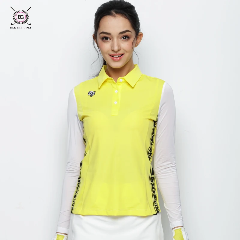 Blk المحملة جولف قمصان طويلة الأكمام الصيف الرياضة جيرسي واقية كم قميص جولف التدريب t shirtapparel سيدة الرياضة قميص أبيض