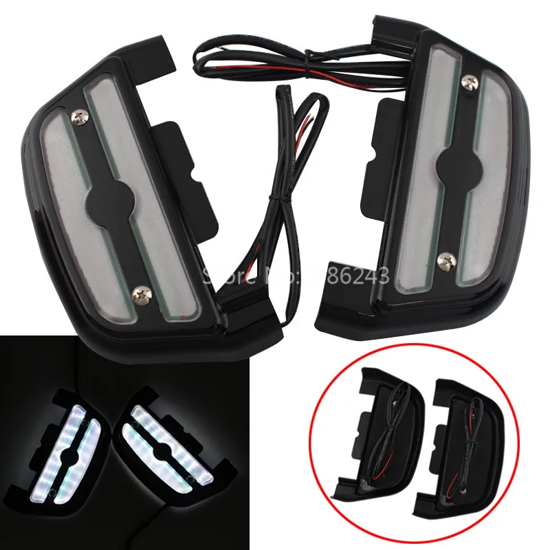 White LED Passenger Footboard Floorboard Cover LED Light Fits For