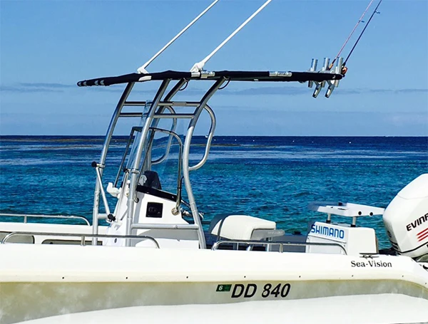 Promotion! Dolphin Pro2 Center Console Boat T Top Plus a 5 Fishing Rod Holders Package