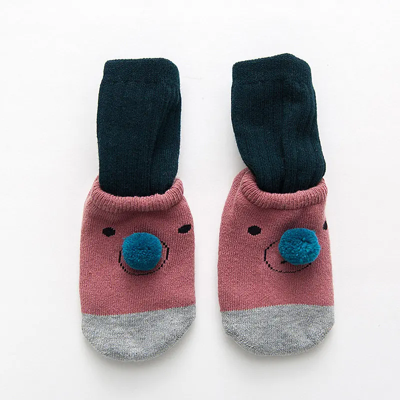 Lovely Bear Baby Socks Two-Piece Infant Boys Girls Socks Anti Slip Winter Warm Legs Cotton Blended Elastic Socks Comfortable Ins Style (2)