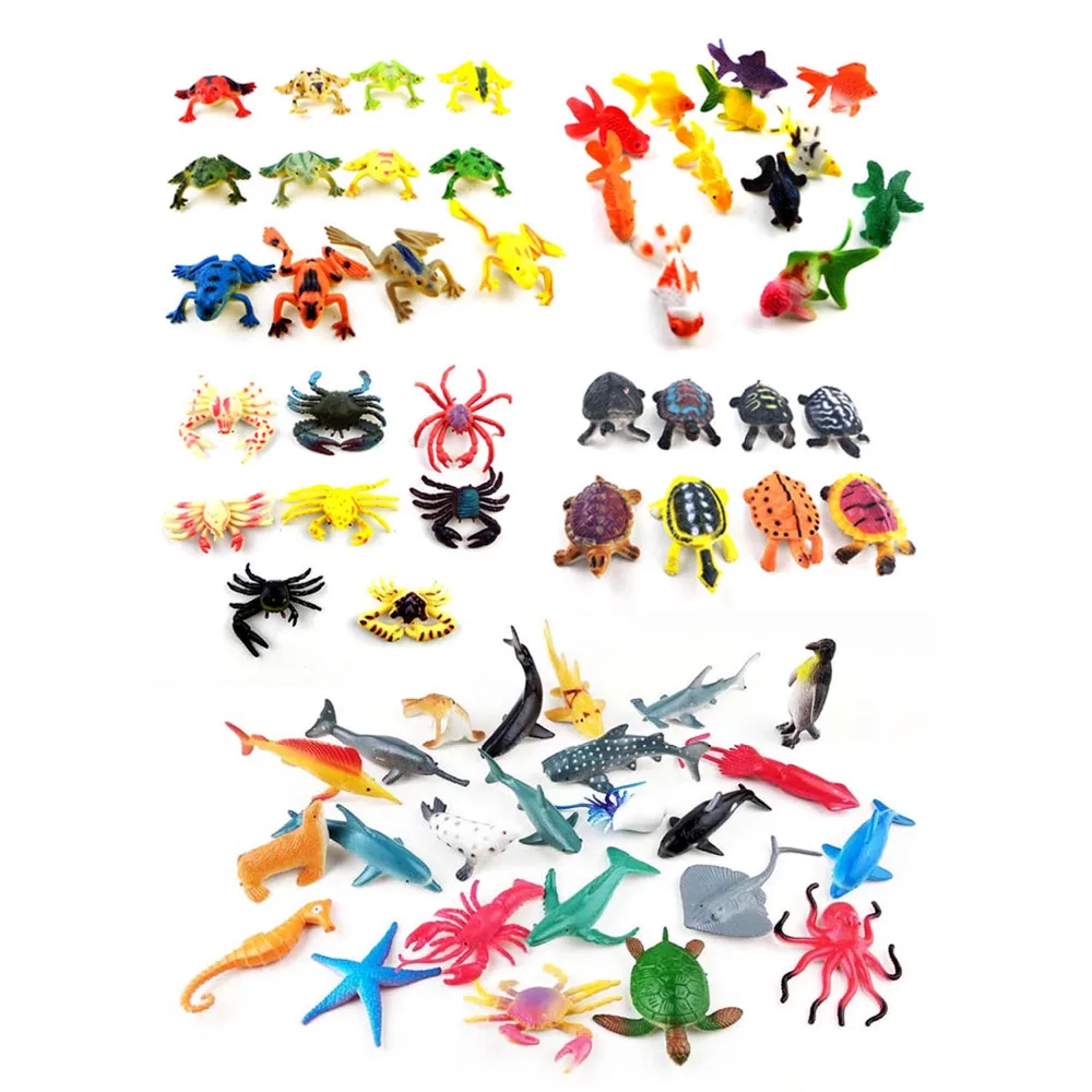 

Kids 64pcs Mini Simulation Ocean Sea Marine Life Animals Fish Turtle Crab Starfish Models Floating Bath Play Water Education Toy