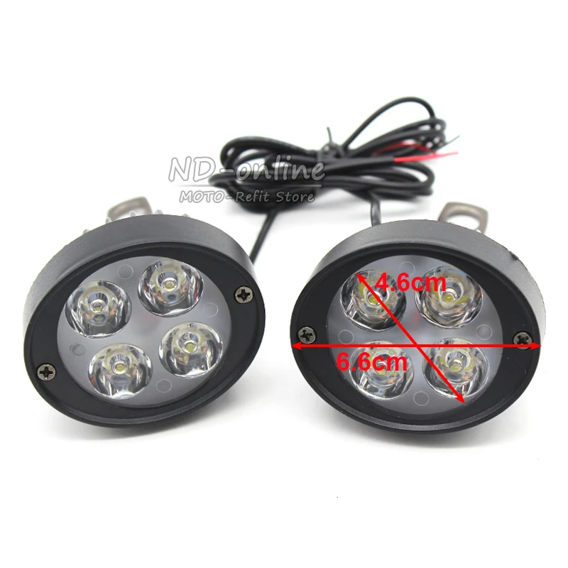 ROAOPP Universal 2Pcs Led Motorcycle Motorbike Spot Light Spotlight Assist Lamp Side Mirror Mount Installation Light