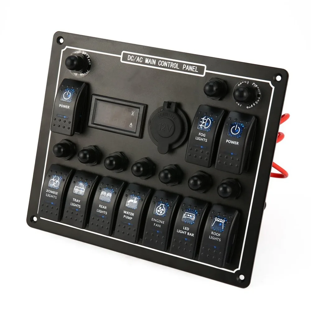 Professional Waterproof DC/AC Main Control Panel 10 Gang Car Boat